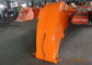 Оранжевый длинный экскаватор достигаемости гремит сверхмощный более большой ряд работы с кронштейном лампы